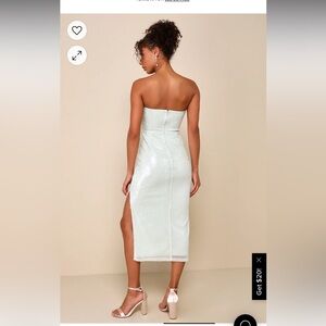 Sincerely Immaculate Mint Green Sequin Strapless Midi Dress